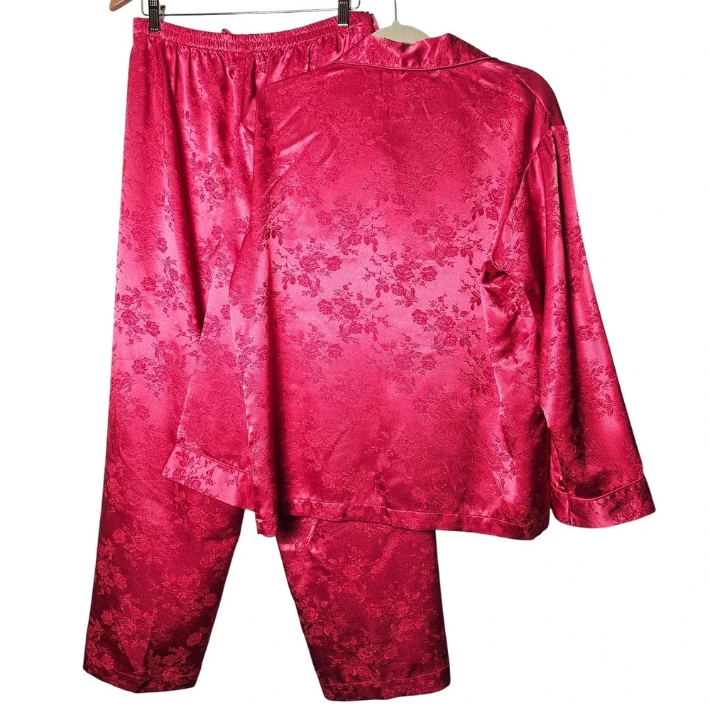 Victoria's Secret‎ Pajama Set Womens S Raspberry Satin Romantic Lounge 2pc Y2K